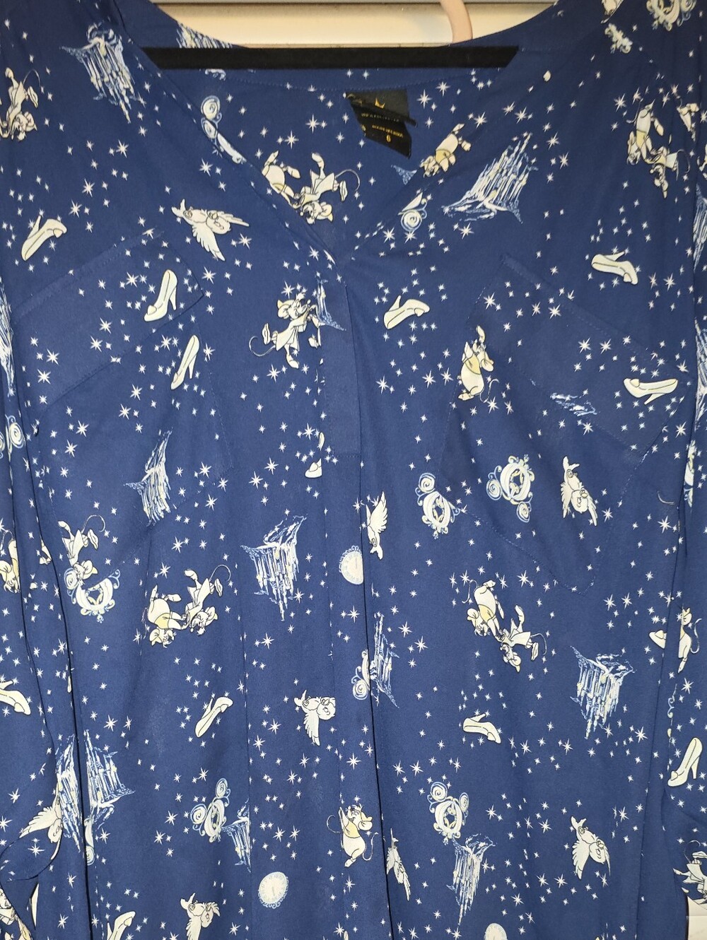 Torrid Disney Navy Cinderellla and Fairytale Print Blouse Size 6